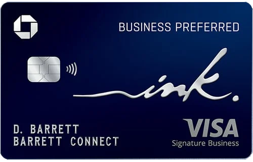 A business preferred visa card with signature and signature mark.