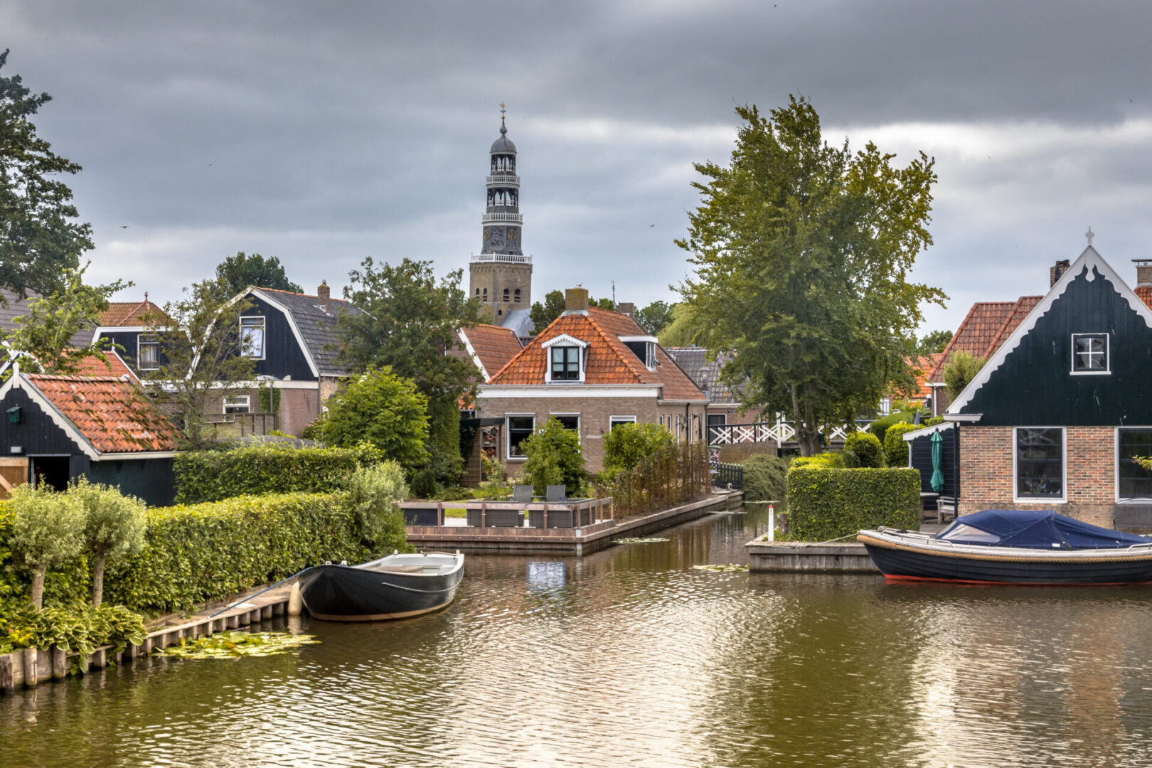 Village scene in the town of Hindeloopen, Friesland, The Netherlands