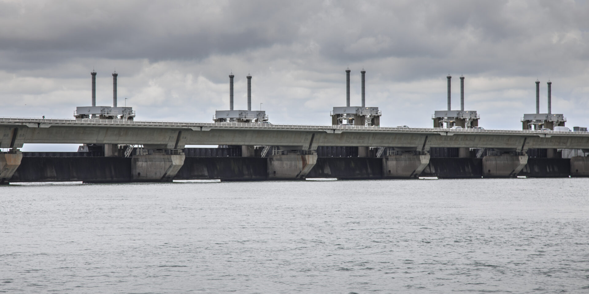 Detail of Dutch storm protection Delta works Oosterscheldekering in Zeeland, Netherlands